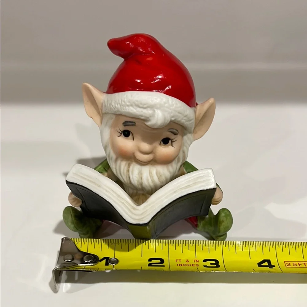 Vintage 1960's Homco Santa's Workshop Elf  Reading a Book Figurine #5406